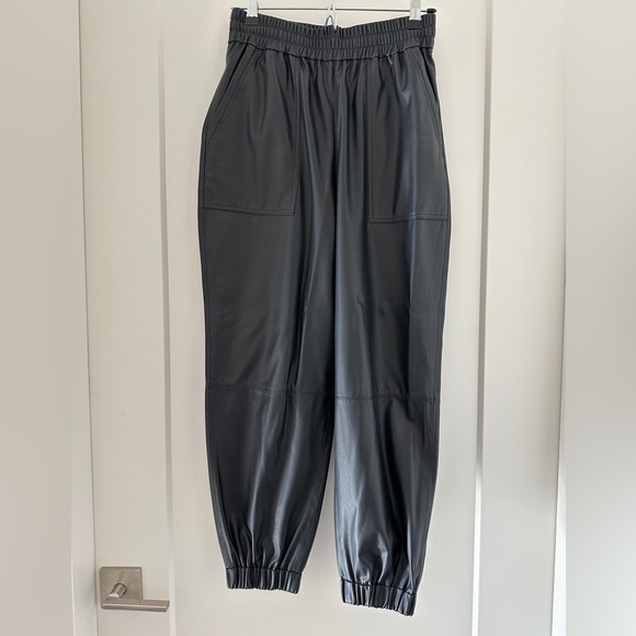 AG Adriano Goldschmied Pleather Nova Sweatpants / Joggers Black Size Small - Picture 2 of 11